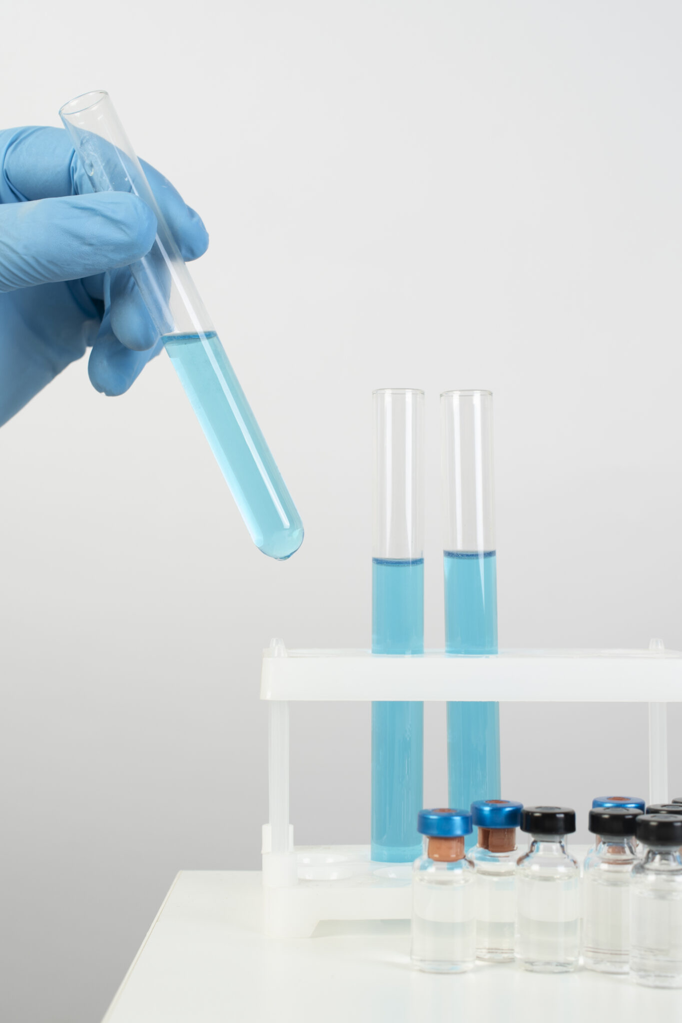 vista de las muestras de tubo de ensayo de laboratorio con espacio para copias